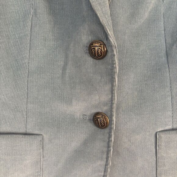 Talbots Corduroy Blazer Womens 4P Moonlight Blue Mint Cotton Stretch Career - Picture 5 of 8